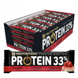 Baton proteinowy 33% Panna cotta i truskawka 50g